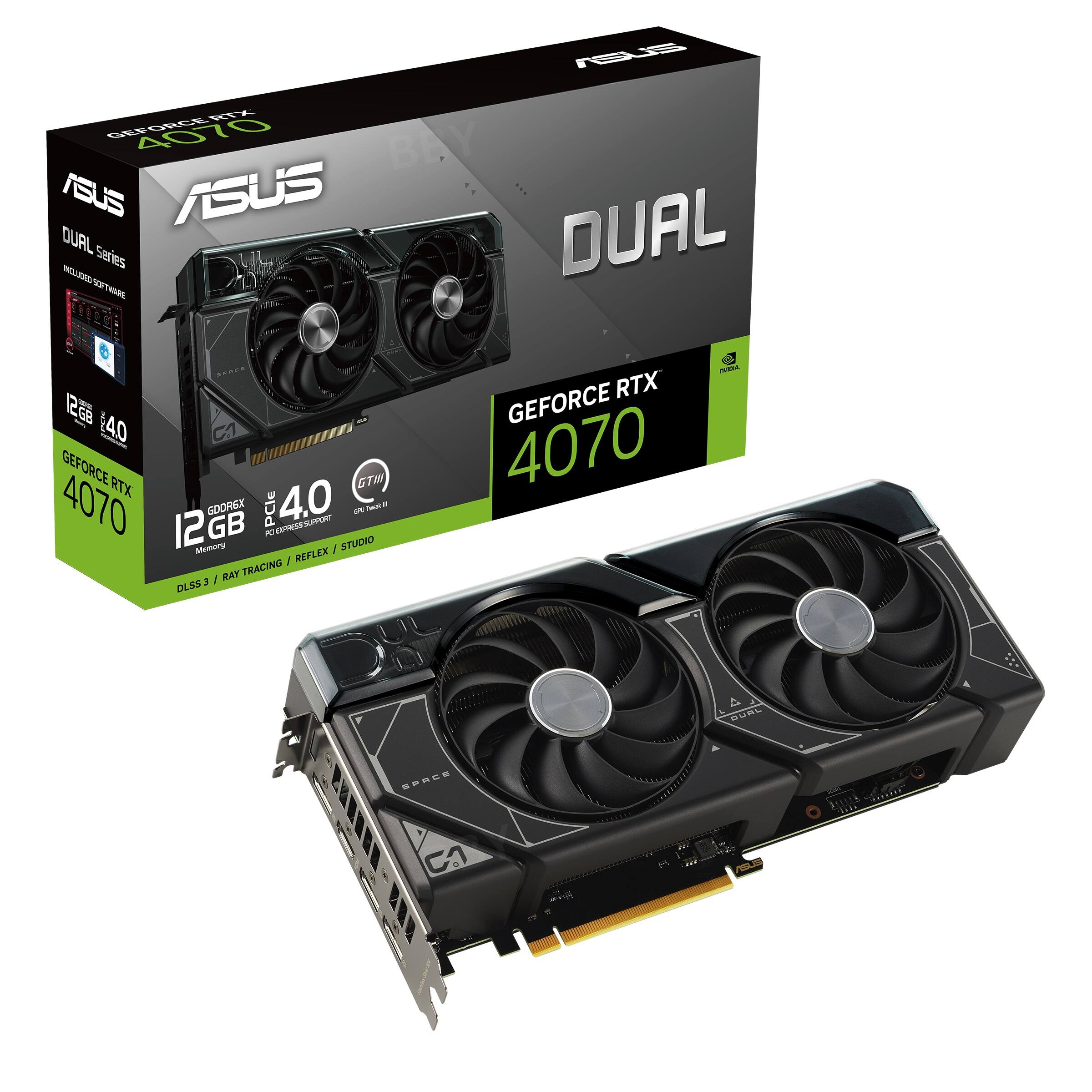 Alt View 15. ASUS - NVIDIA GeForce RTX 4070 Overclock 12GB GDDR6X PCI Express 4.0 Graphics Card - Black.