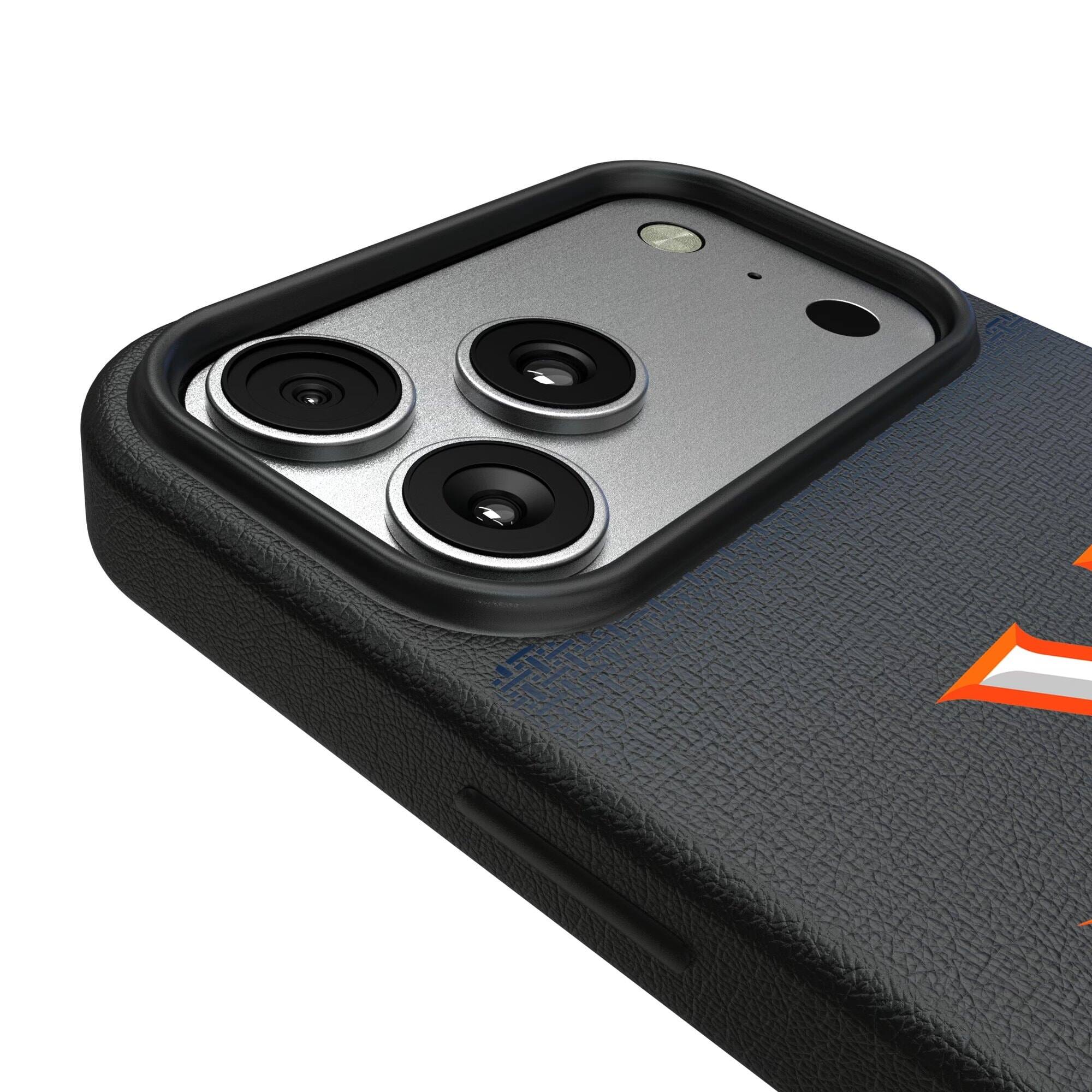 Alt View 2. Keyscaper - Virginia Cavaliers Linen Logo iPhone Magnetic Bump Case - 15 Pro Max - Black.