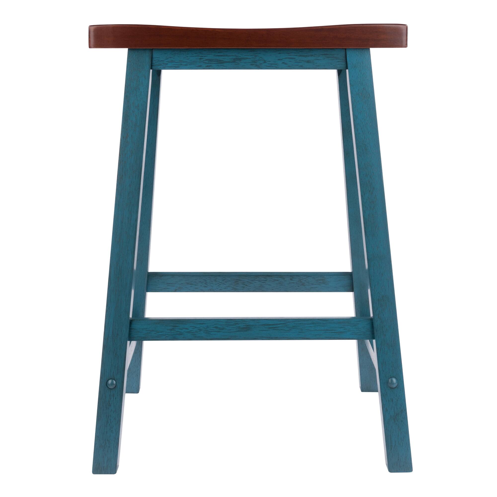 Winsome Wood Satori Saddle Seat Counter Stool Walnut/Rustic Teal - Best Buy
