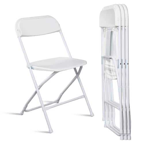 Winado - 4PCS Portable Plastic Folding Chairs, Stackable Seat with Steel Frame for Indoor Outdoor Wedding Party Picnic Dining - White