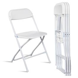 Winado - 4PCS Portable Plastic Folding Chairs, Stackable Seat with Steel Frame for Indoor Outdoor Wedding Party Picnic Dining - White