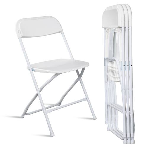 Front. Winado - 4 PCS Plastic Folding Stackable Chairs Seat for Office Home Outdoor Wedding Party - White.