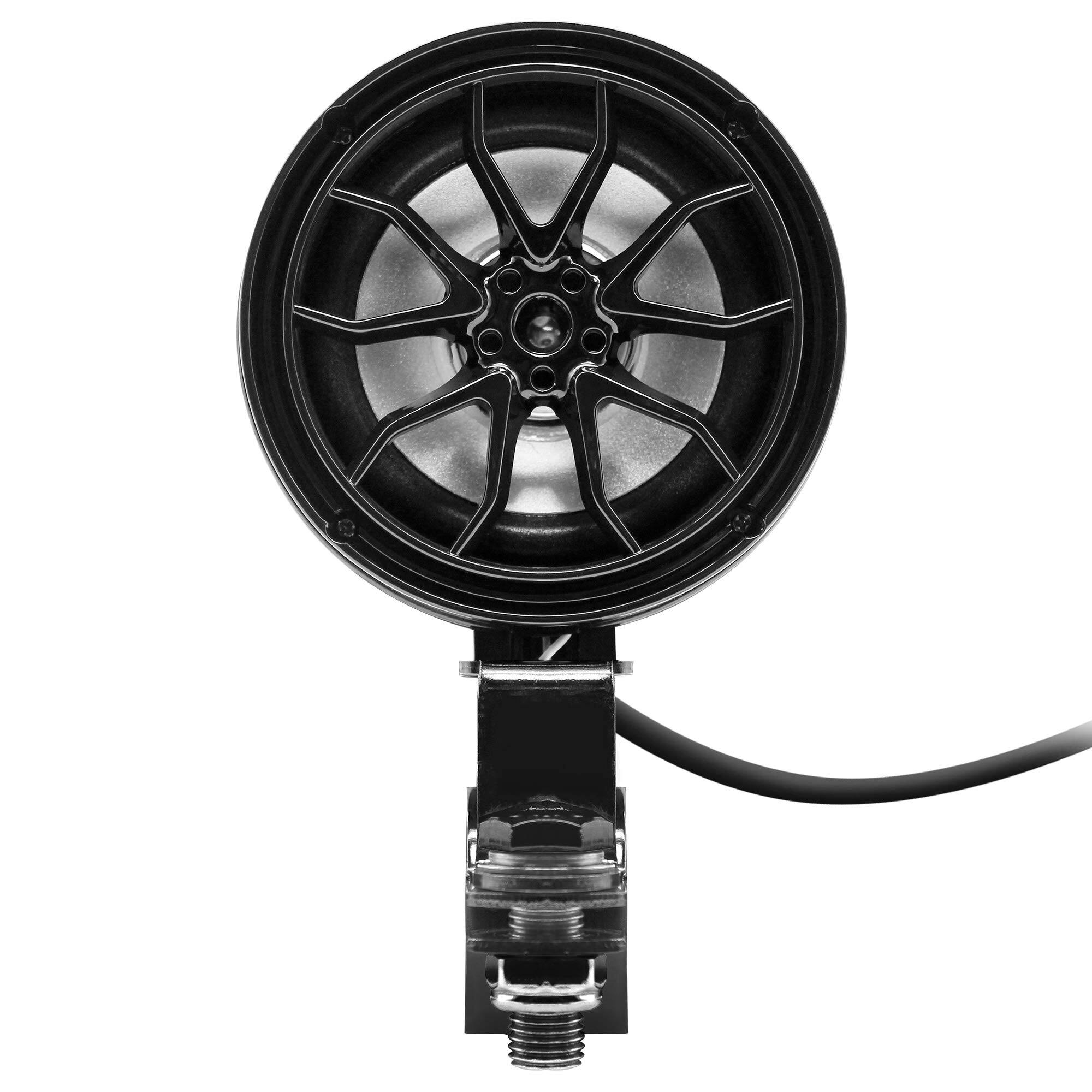 Alt View 5. GoHawk - Bluetooth Motorcycle Speakers, 2-Speaker Waterproof Stereo Audio System w/ Amp FM Radio, USB, SD for ATV Golf Cart - Black.