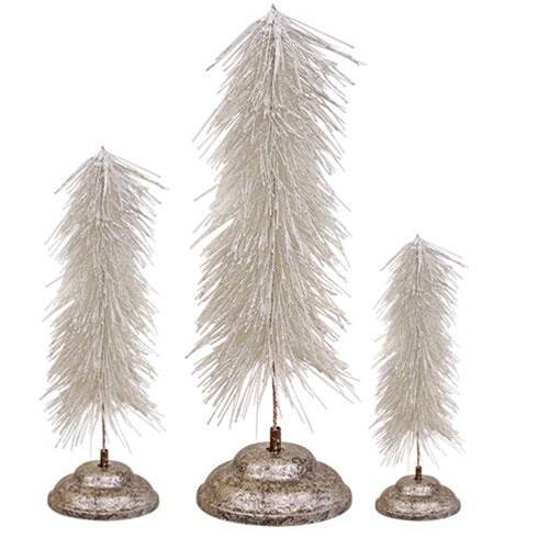 Front. BreeBe - *3/Set Snowbrush Pine Trees - White.