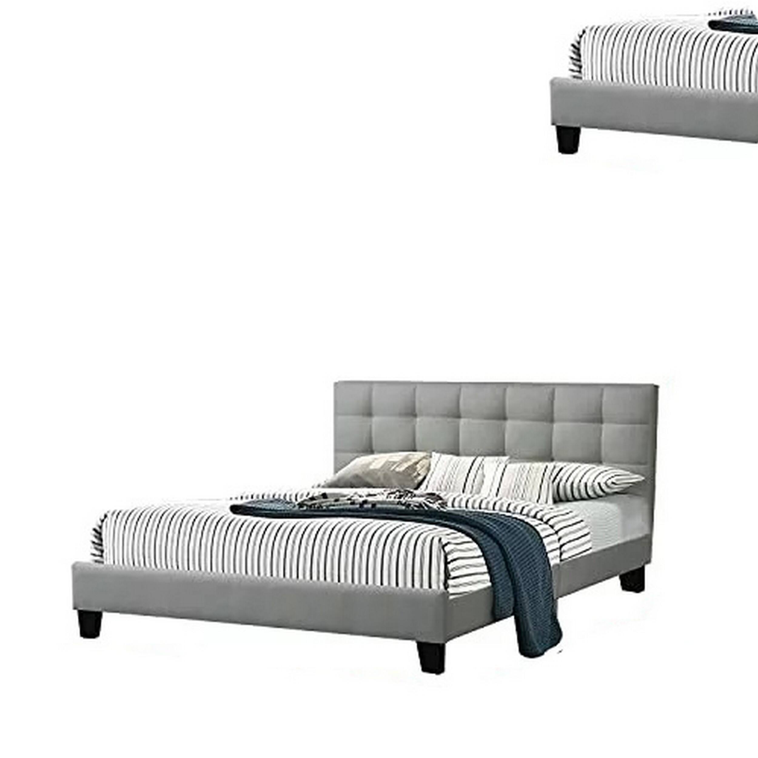 Alt View 3. Manhattan Lane - Dex Modern Platform California King Bed, Tufted Upholstery - Light Gray.