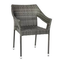 Emma + Oliver - Embry All-Weather Indoor/Outdoor Stacking Patio Dining Chairs with Steel Frame and Weather Resistant PE Rattan - Gray