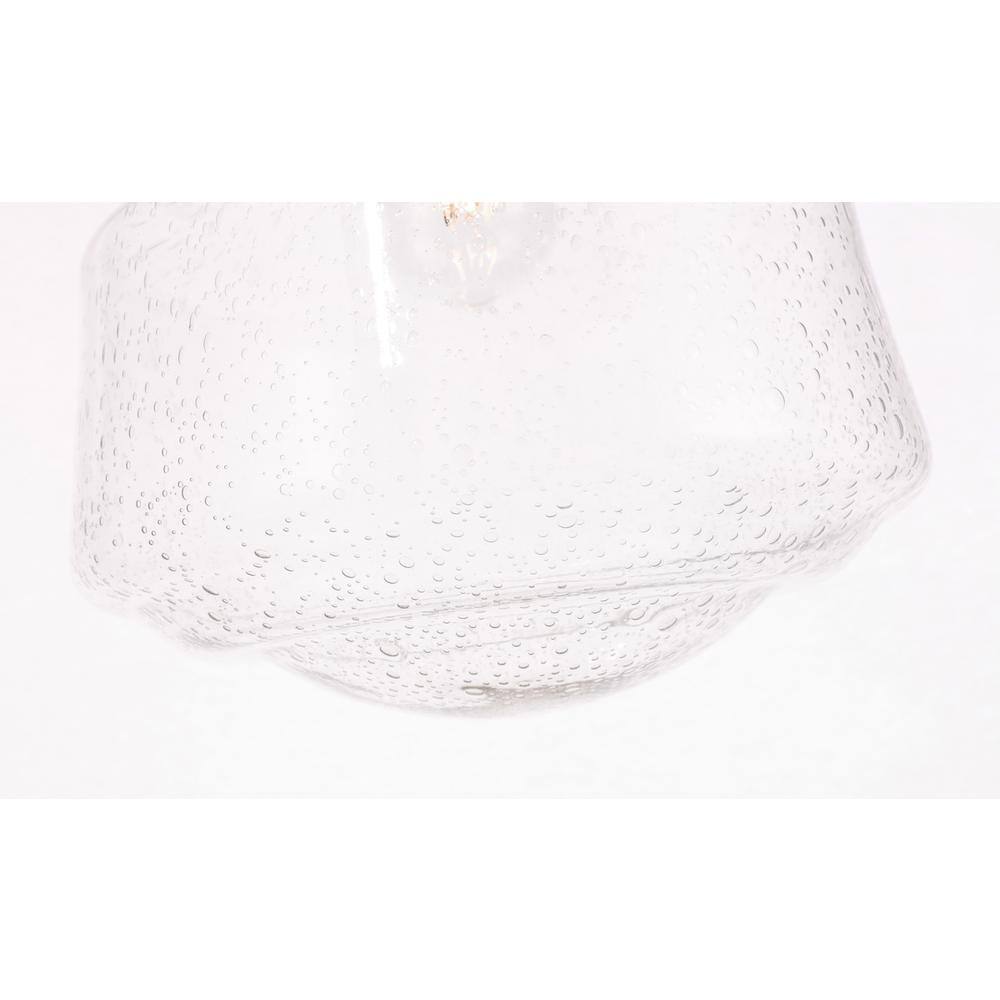 Left. Living District - Lyle 1 light Black and Clear seeded glass Flush mount - Black And Clear Seeded Glass.