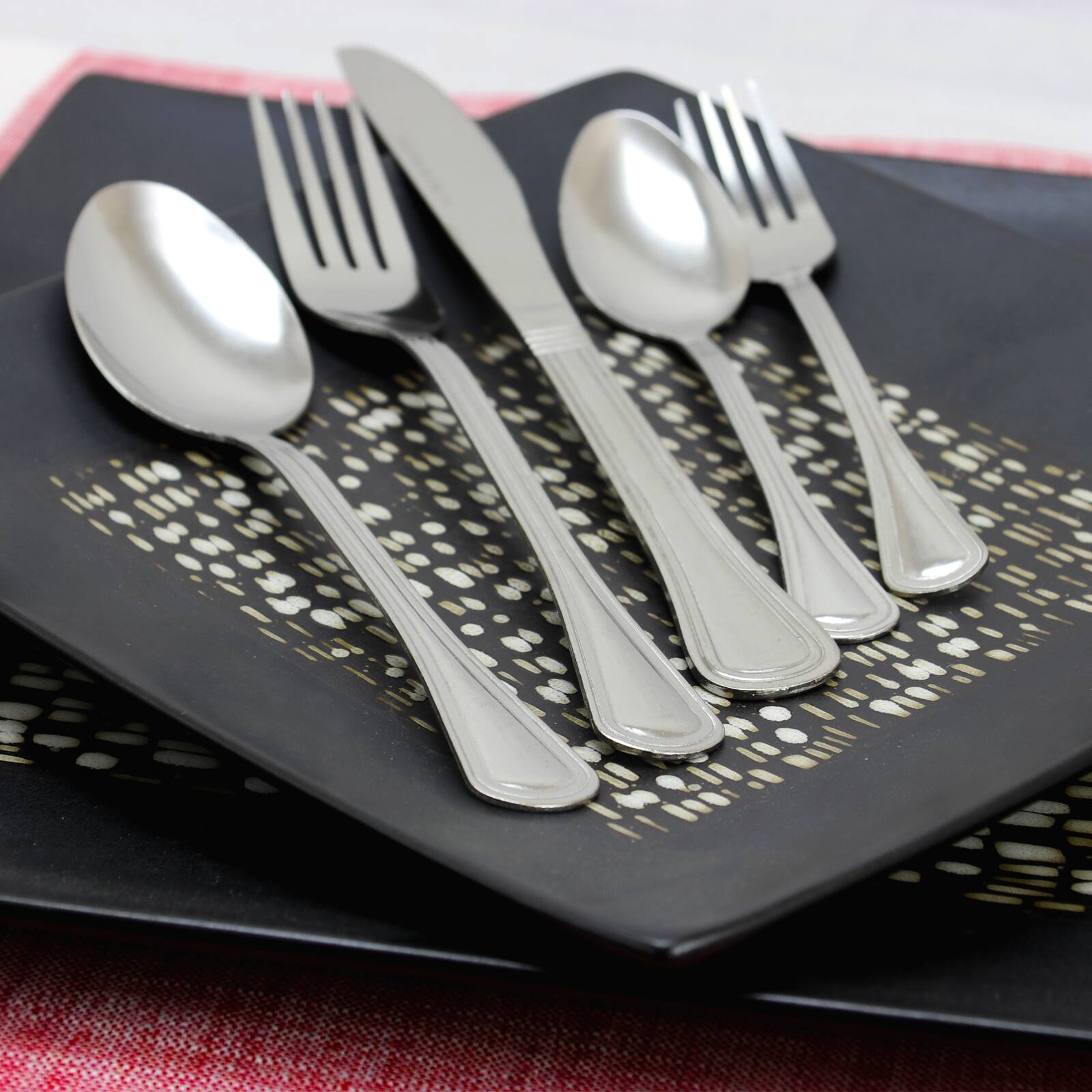 Alt View 2. Gibson - Gibson Home South Bay 65 Piece Stainless Steel Flatware Service Set with Wire Caddy - Silver.