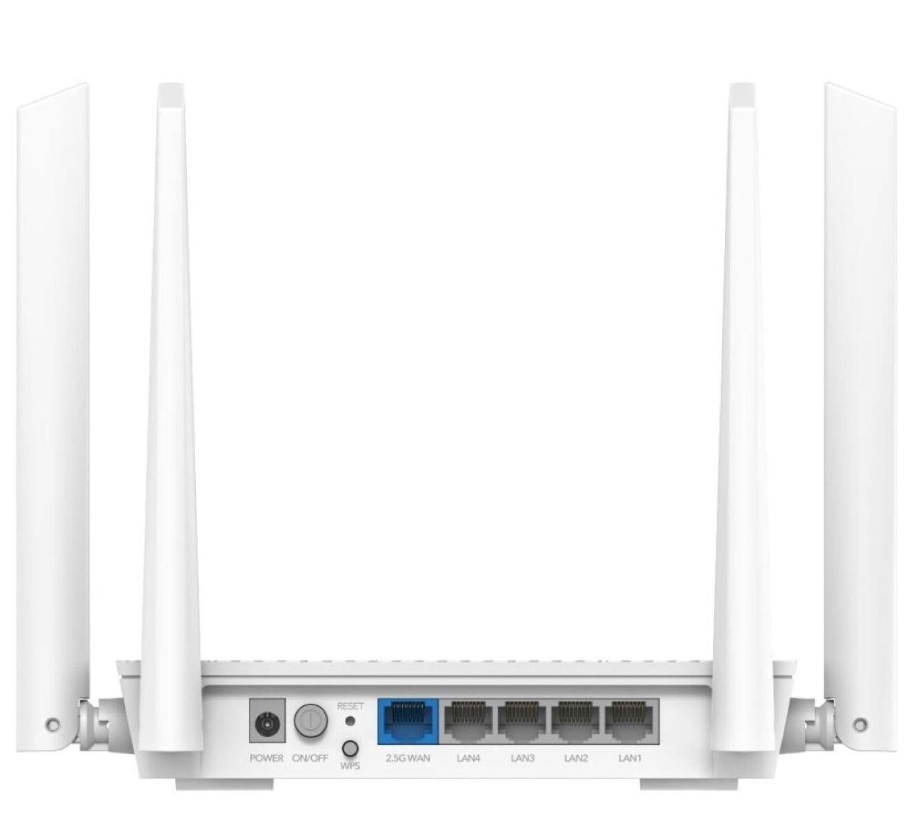 The text on the image reads: "RESET POWER ON/OFF WPS 2.5G WAN LAN4 LAN3 LANZ LAN1."