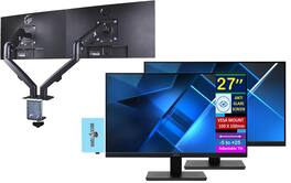 Acer - Vero V7 V277 E 27" FHD IPS Monitor, Anti-Glare, (UM.HV7AA.E01) 2 Pack w/DKZ Hub & Ergoflexy Dual Mount Arm - Black
