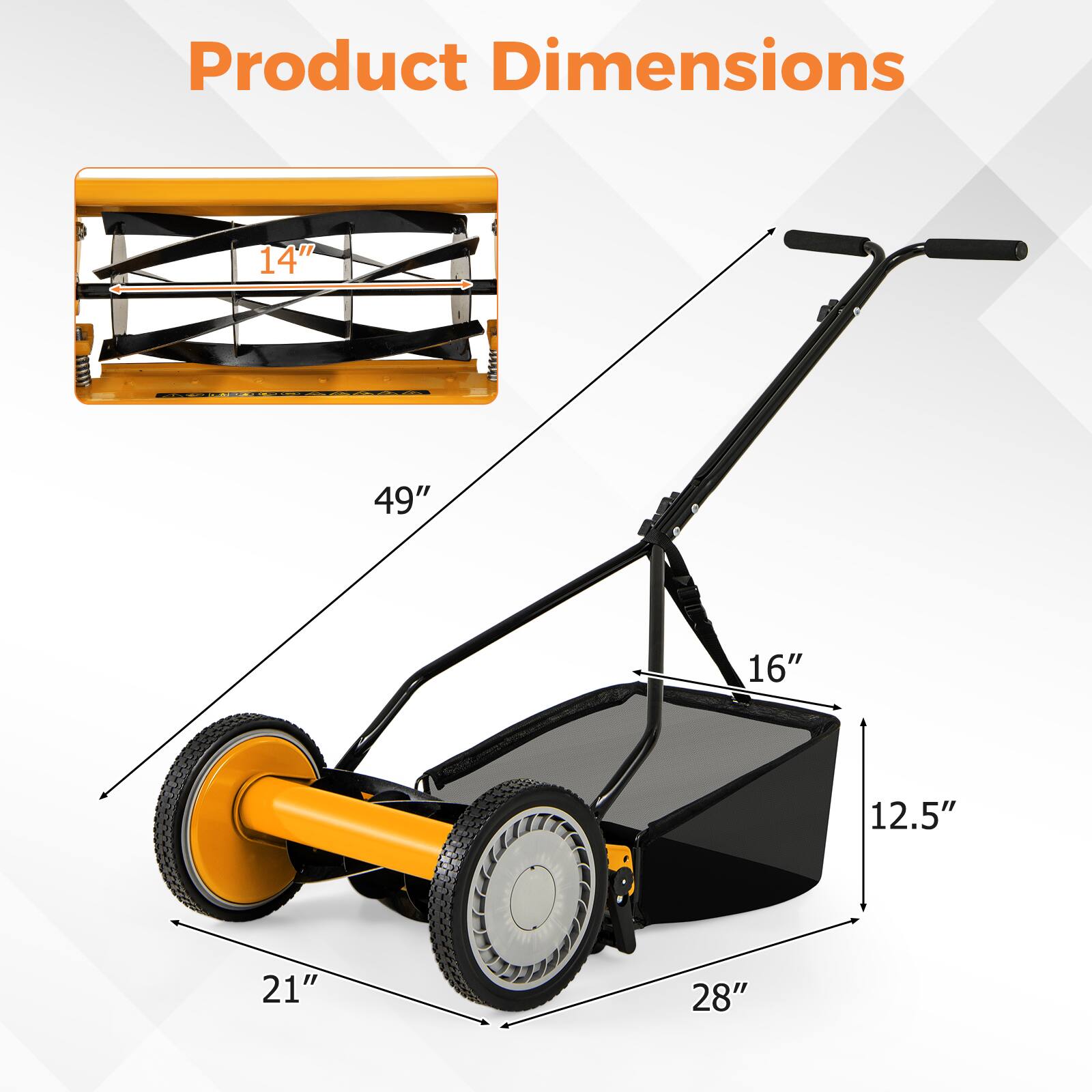 Product Dimensions: 14" x 49" x 16" x 12.5" x 21" x 28"