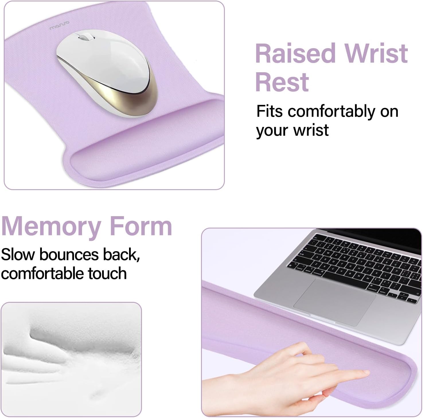 maruro Raised Wrist Rest Fits comfortably on your wrist Memory Form Slow bounces back, comfortable touch