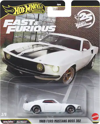HNW46
Hot Wheels Premium
Fast & Furious
25 Years of Fast & Furious
3/5
Metal | Metal
1969 Ford Mustang Boss 302
Mattel