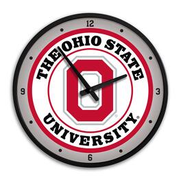 The Fan-Brand - Ohio State Buckeyes Block O Modern Disc Wall Clock - Black