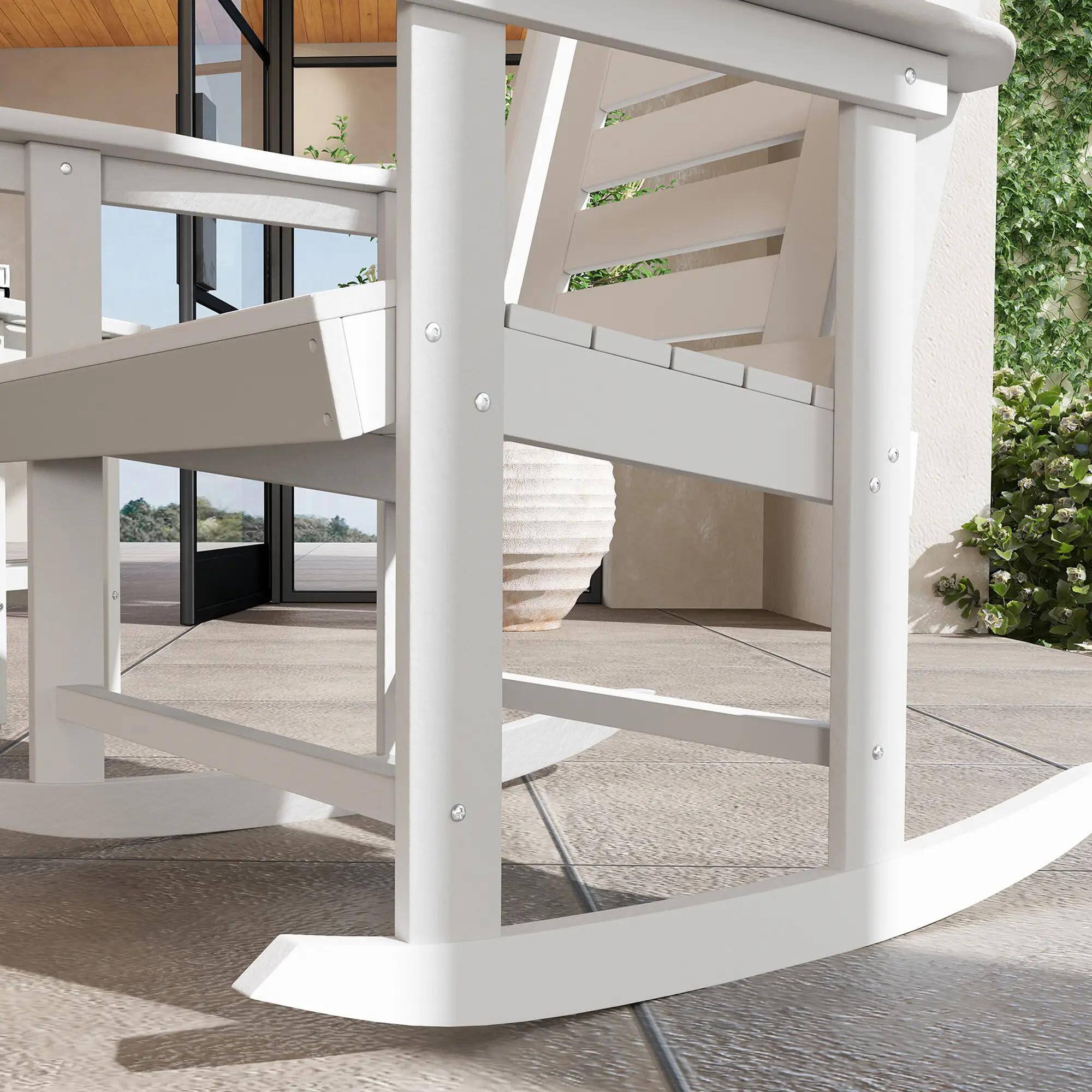 Back. Resenkos - Resenkos 2-Piece HDPE Rocking Chairs, 28" Tall Back, Comfortable Wide Arms, Perfect for Porch & Yard, White - White.