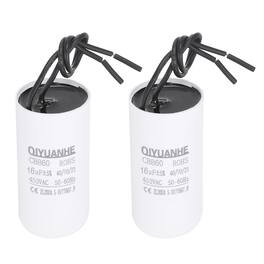 Unique Bargains - 2pcs CBB60 Capacitor 16uF 450V Run Round Start Capacitor for AC Motor, Pump, HVAC Compressor - White
