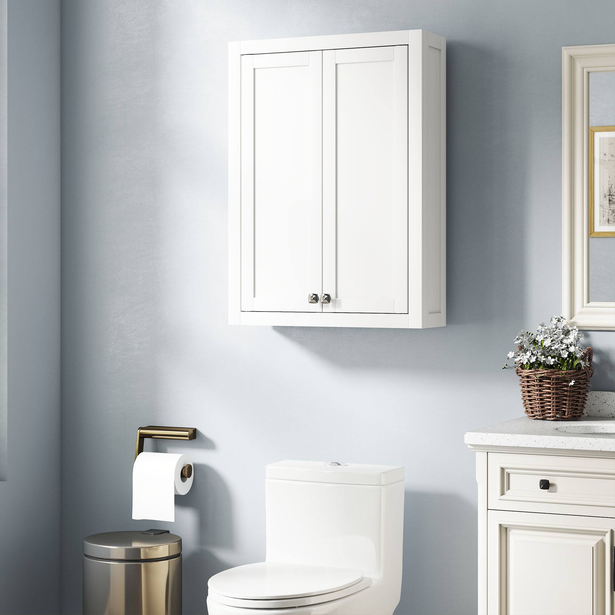 Angle. Homcom - Narrow Bathroom Storage Cabinet, Bathroom Floor Cabinet with 2 Drawers & 3 Open Shelves - White.