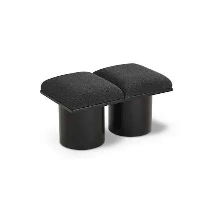 Front. Meridian Furniture - Pavilion Black Boucle Fabric Bench - Black Boucle Fabric.