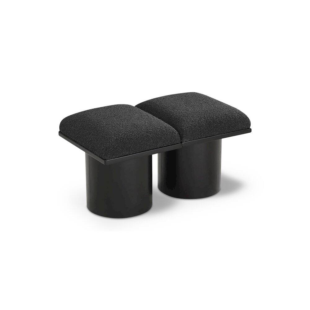 Front. Meridian Furniture - Pavilion Black Boucle Fabric Bench - Black Boucle Fabric.