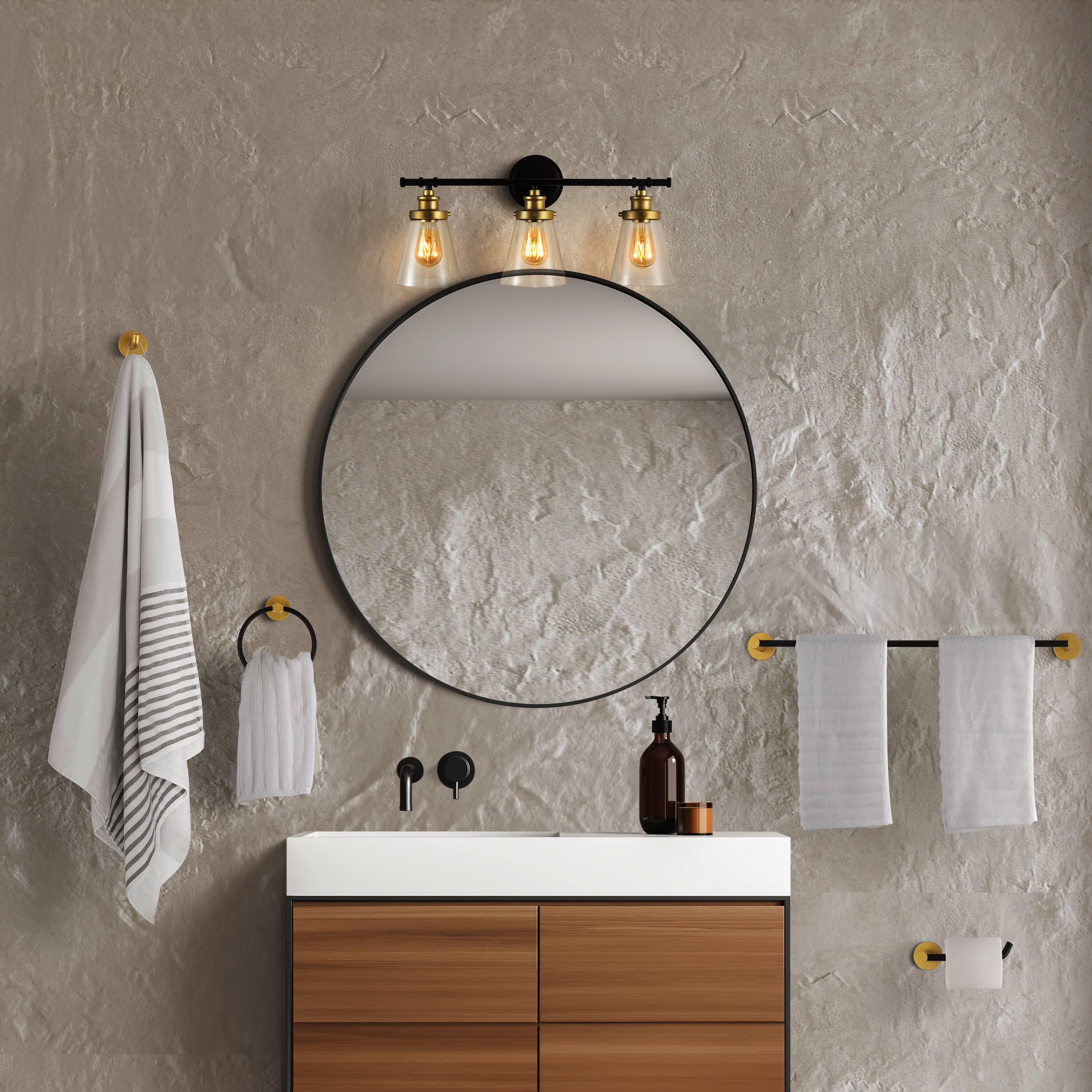 Alt View 6. Jonathan Y - Hollis 23.75" 3-Light Vanity Light with Bathroom Hardware Accessory Set, Oil Rubbed Bronze/Gold Painting (5-Piece) - Oil Rubbed Bronze/Gold Painting.