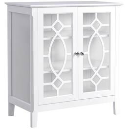 Homcom - Sideboard Buffet Cabinet, Kitchen Storage Cabinet, Double Glass Door Accent Cabinet with Adjustable Shelves - White