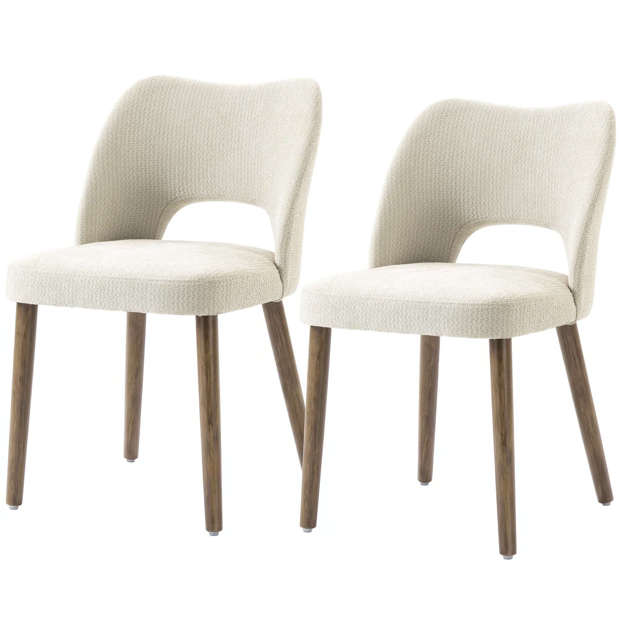 Front. Homcom - Chairs Set Upholstered Kitchen Chenille Tool Free Assembly Rubberwood Legs - Cream White.