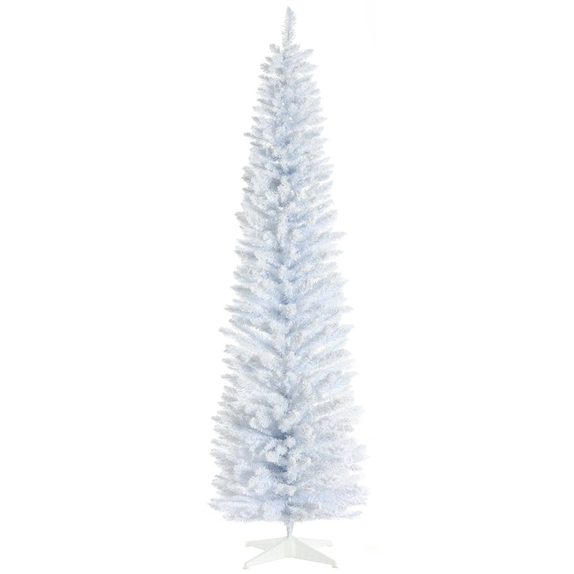 Alt View 6. BreeBe - 7 ft Snow Flocked Artificial Pencil Christmas Tree - White.