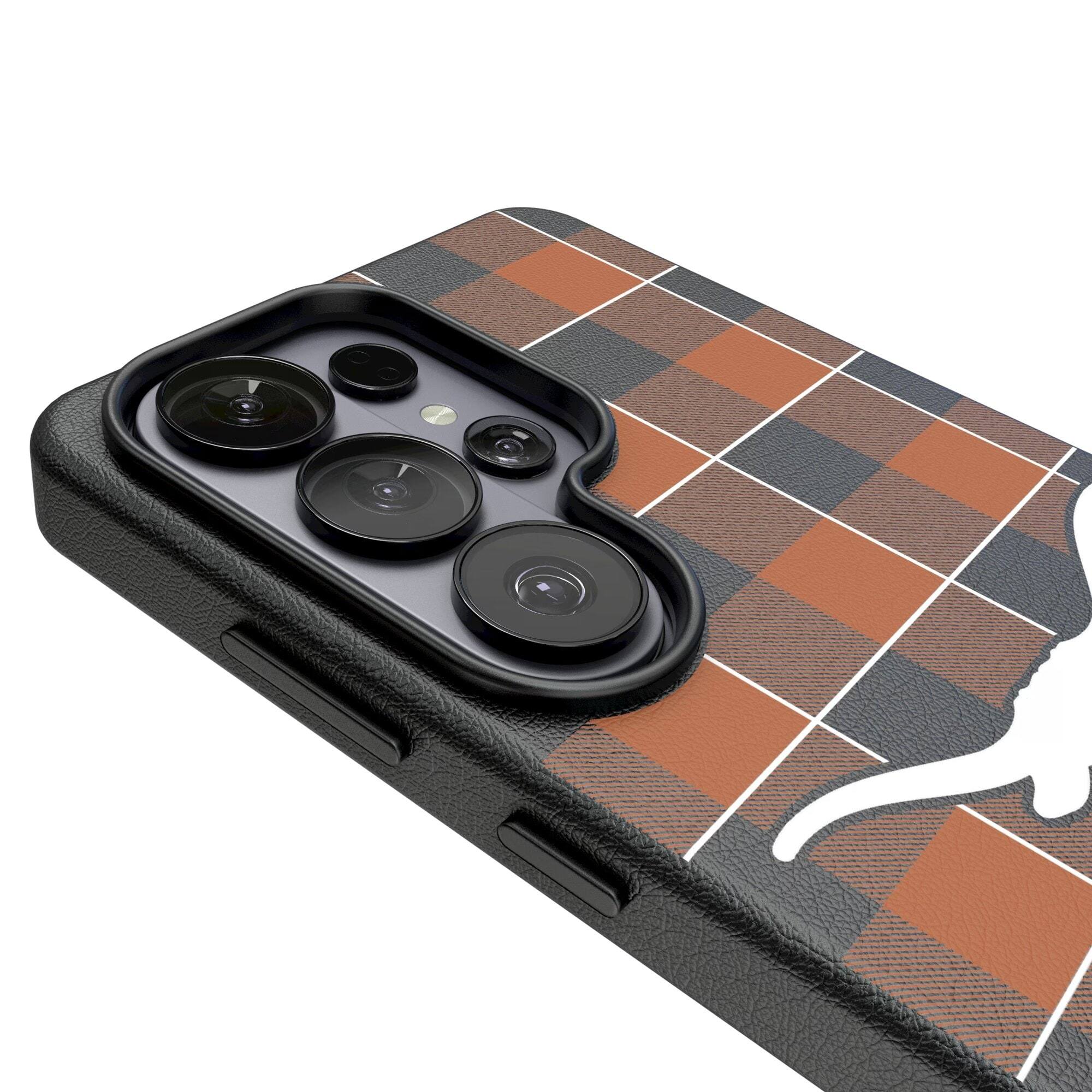 Alt View 2. Keyscaper - Texas Longhorns Plaid Galaxy Magnetic Bump Case - S24 - Black.