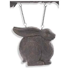 K&K Interiors - Small Dark Sitting Rabbit Easter Arrow Replacement Sign 11 x 10.5 inches - Arrow Sold Separately - Brown