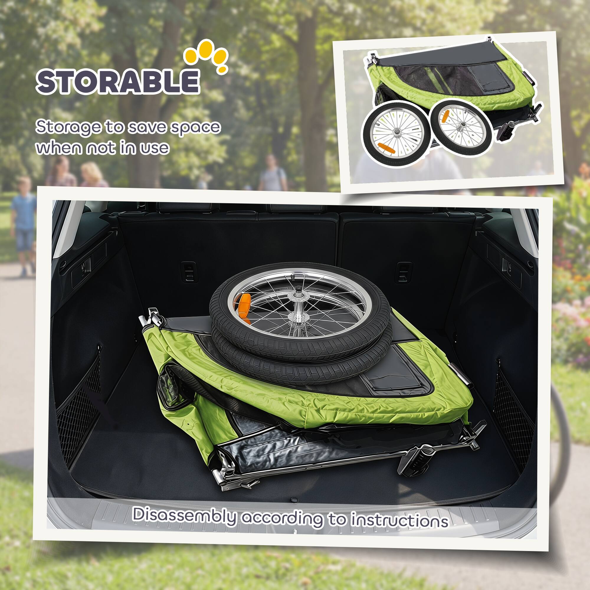 STORABLE  
Storage to save space when not in use  

Disassembly according to instructions