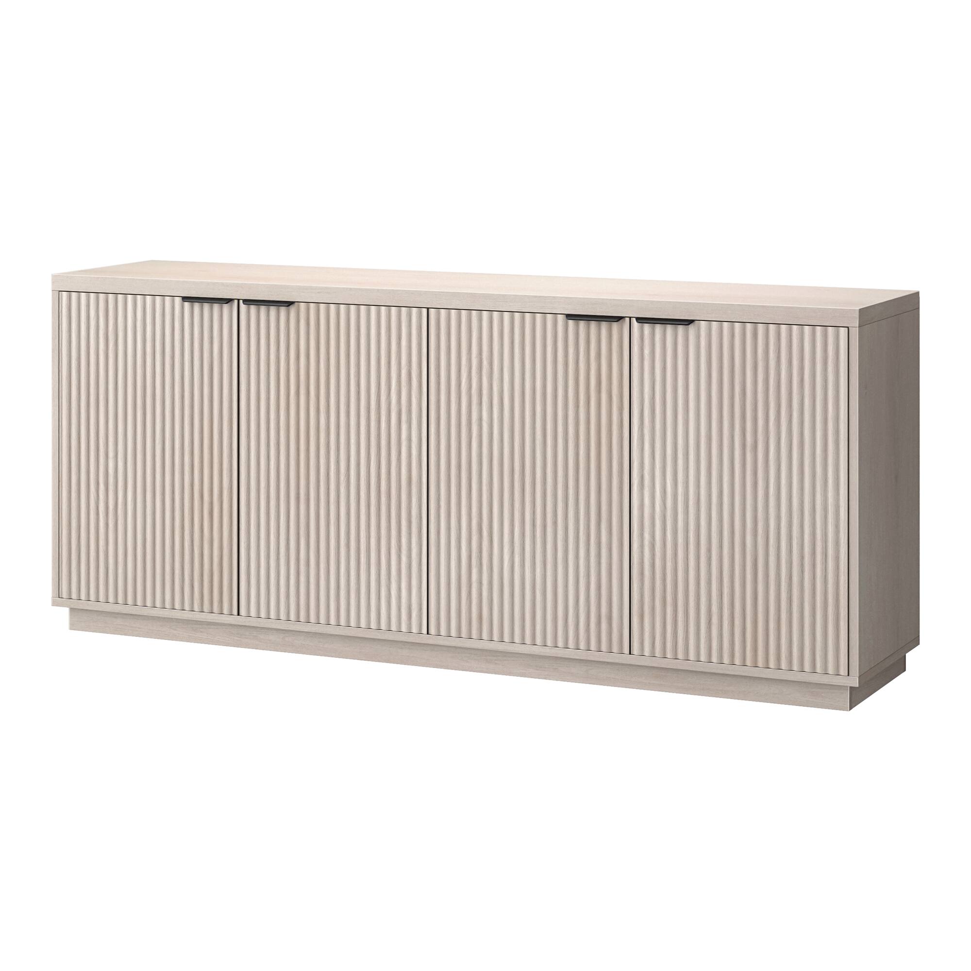 Alt View 2. Hudson&Canal - Mansfield 68" Wide Rectangular Fluted Buffet Table - White.