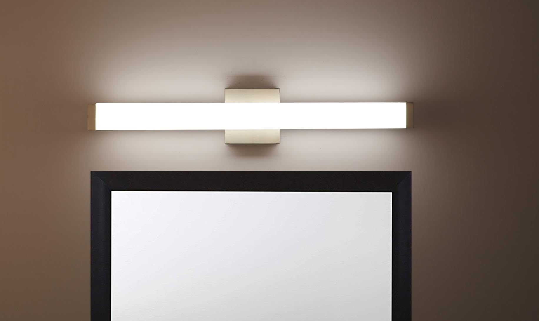 Alt View 6. PO3TICJUNKI3 - Bathroom Vanity Light Brushed Nickel Square Led Inch w k Wall Bar Lighting Fixtures Over Mirror - Brushed Nickel 24 inch 5CCTDimmable.