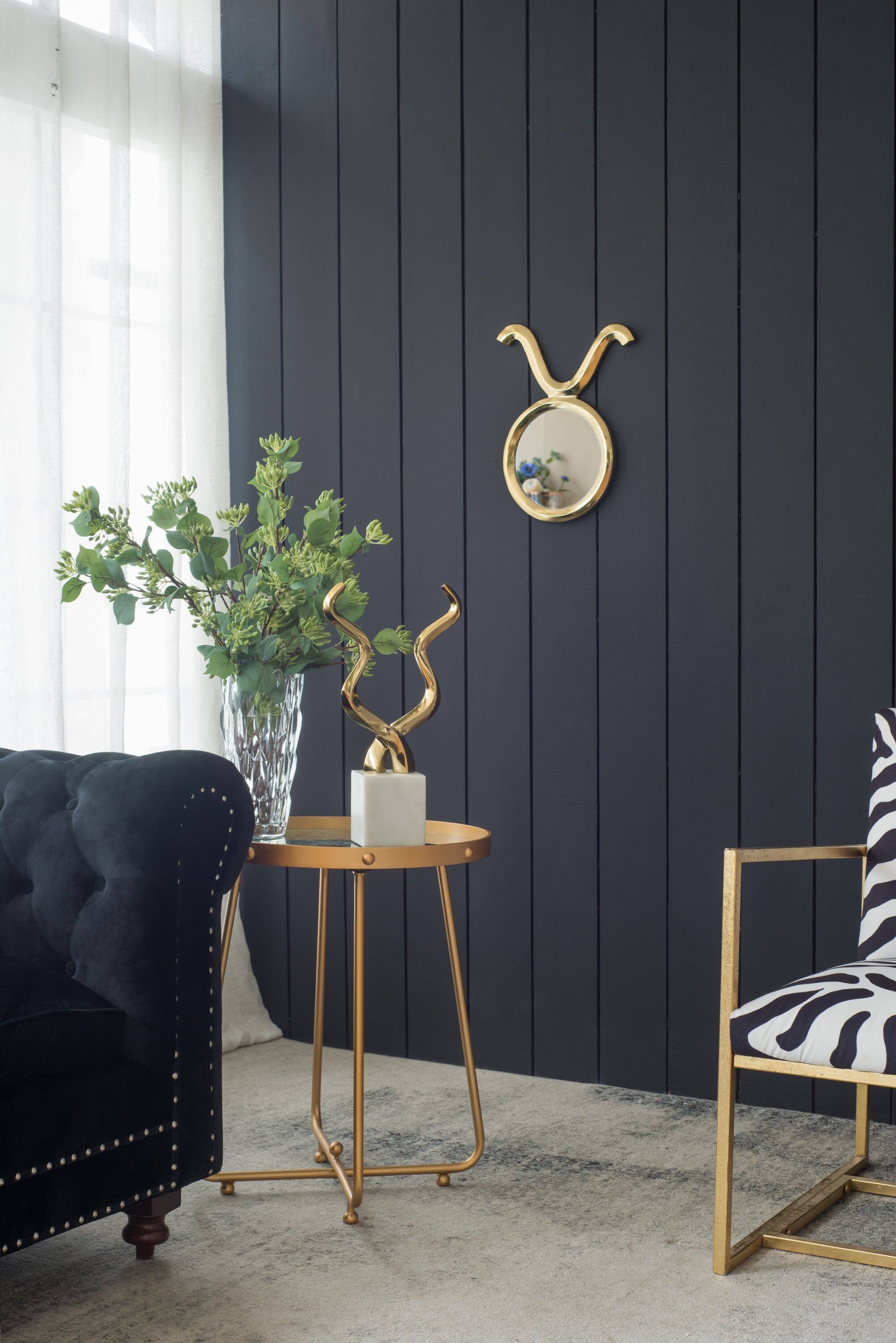 Alt View 9. BreeBe - 12.5' x 16' Modern Gold Round Mirror with Aluminum Frame, Wall Decor for Entryway Living Room Hallway - Gold.