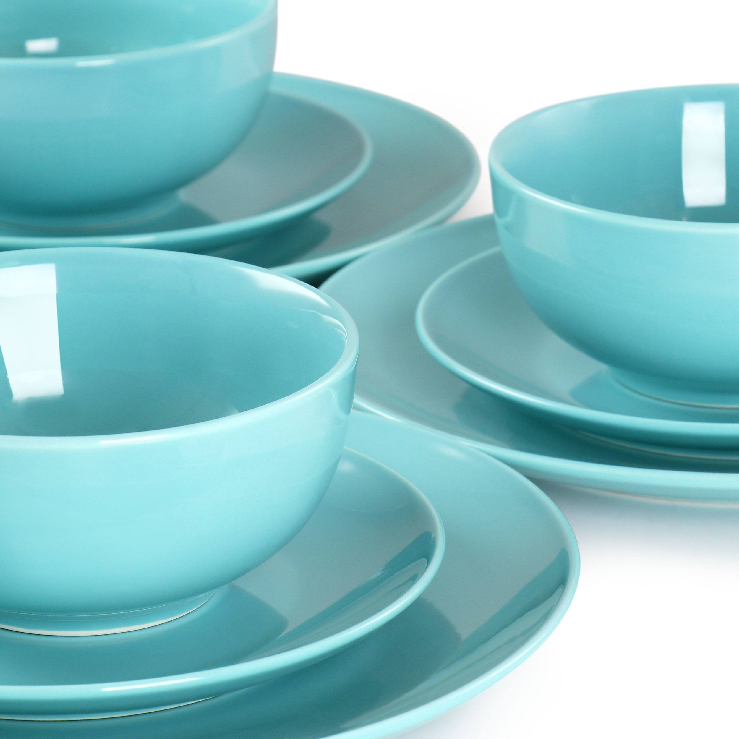 Alt View 5. Elama - Elama Luna 18 Piece Porcelain Dinnerware Set in Blue - Blue.