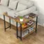Alt View 3. Costway - 360° Rotatable Sofa Side Table L-shaped Laptop Desk Snack Table withShelf Patented - Brown.