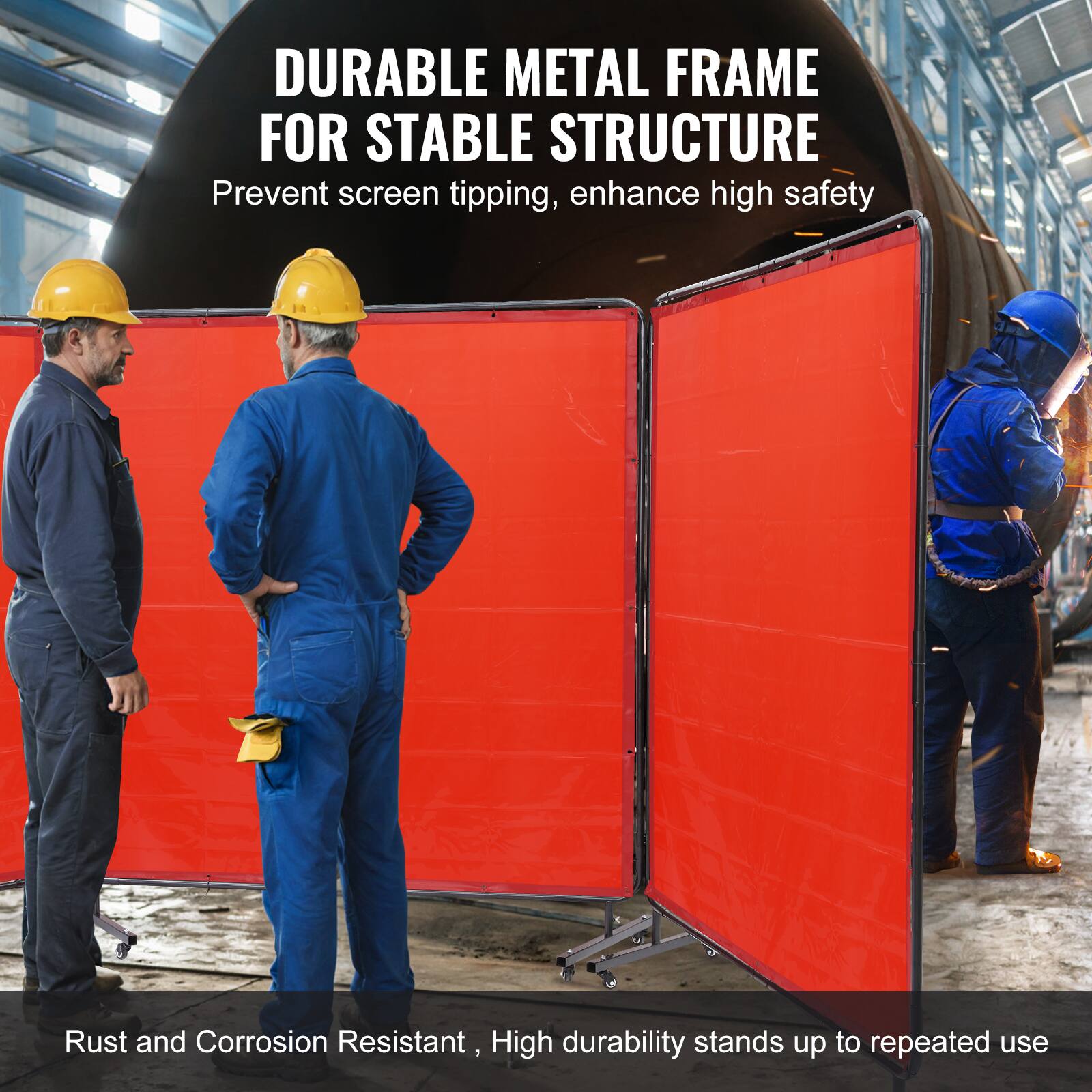 DURABLE METAL FRAME FOR STABLE STRUCTURE  
Prevent screen tipping, enhance high safety  

Rust and Corrosion Resistant, High durability stands up to repeated use