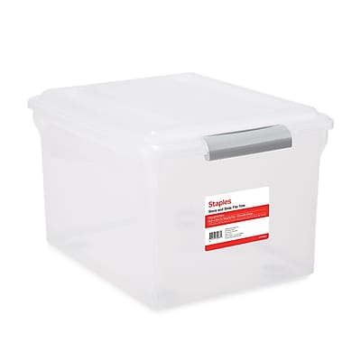 Staples - Store & Slide Plastic File Box Latching, Letter/Legal Size, (140167/139997) - Clear