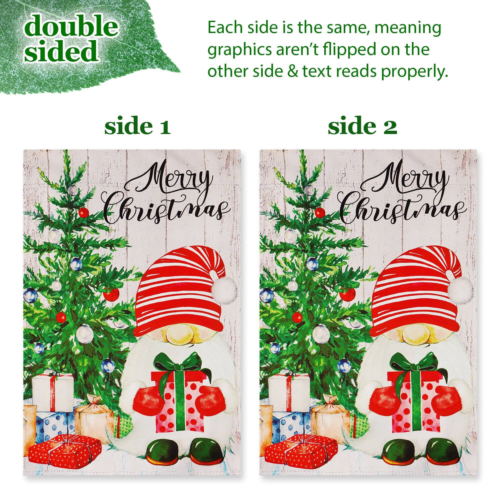 double sided

Each side is the same, meaning graphics aren't flipped on the other side & text reads properly.

side 1
Christina's Merry Christmas

side 2
Christina's Merry Christmas