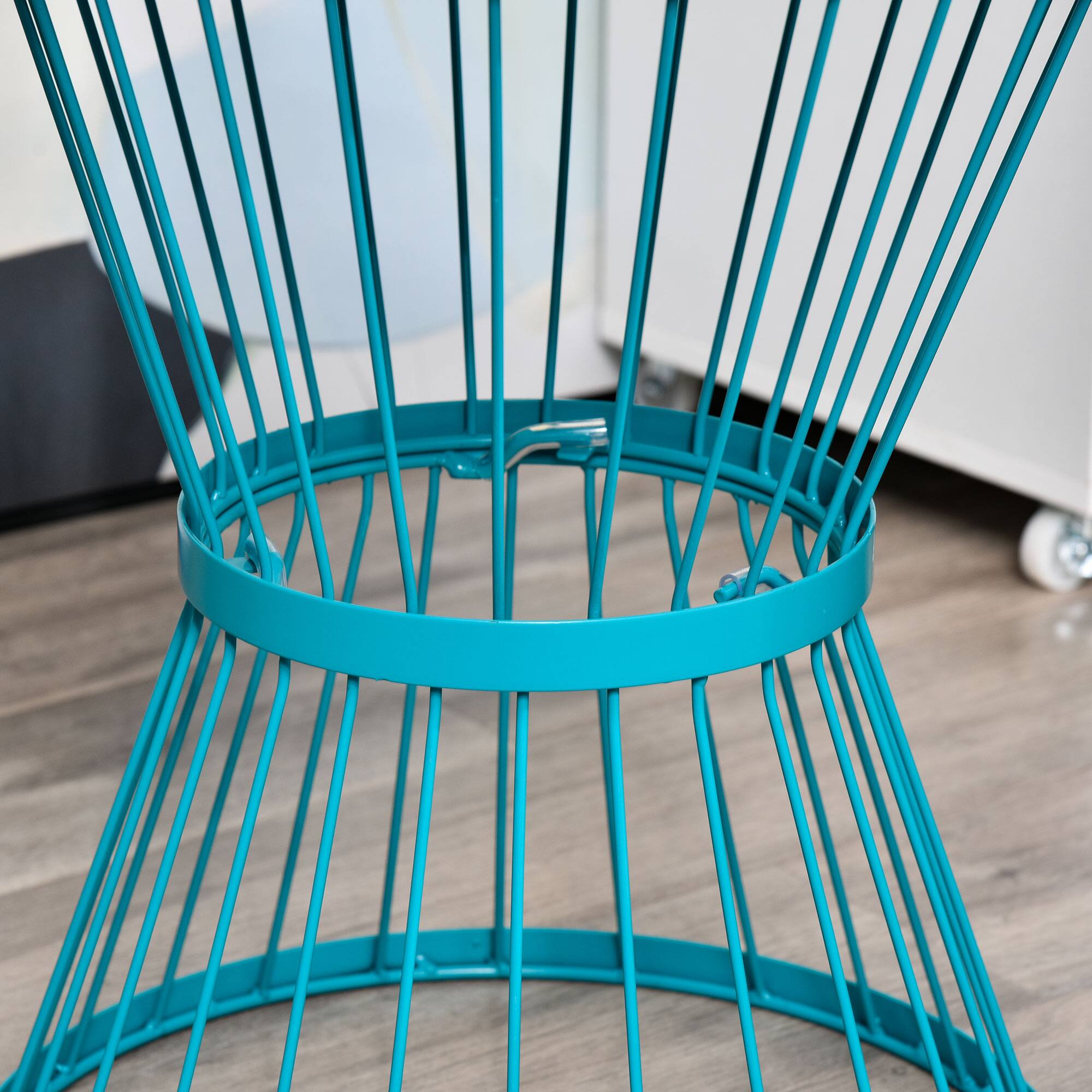 Alt View 7. Outsunny - 16" Steel Patio Side Table, Garden End Table with Hourglass Design, Accent Table for Outdoor and Indoor Use - Blue.