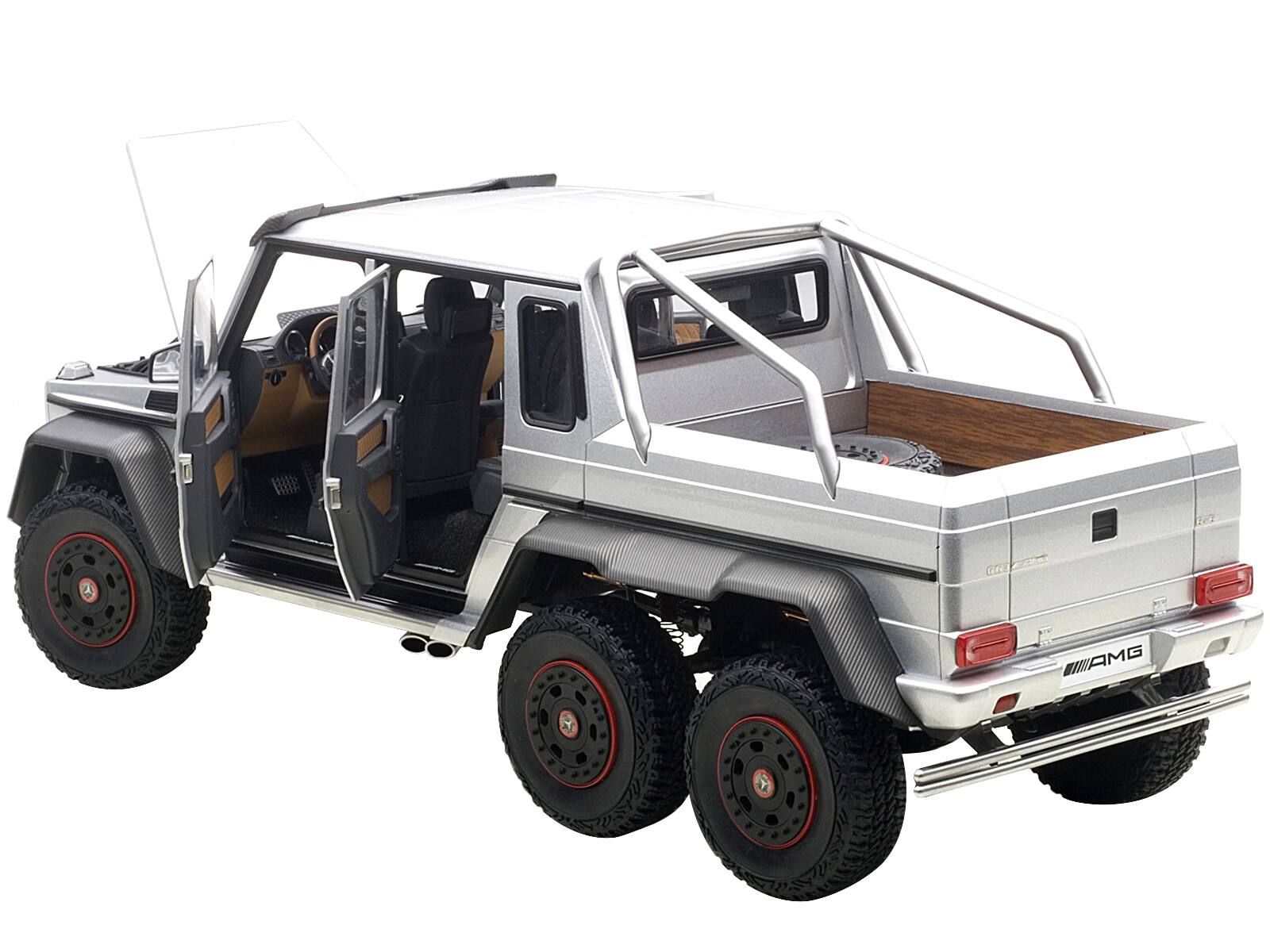 Angle. Autoart - Mercedes G63 AMG 6X6 Silver 1/18 Model Car by Autoart - Silver .