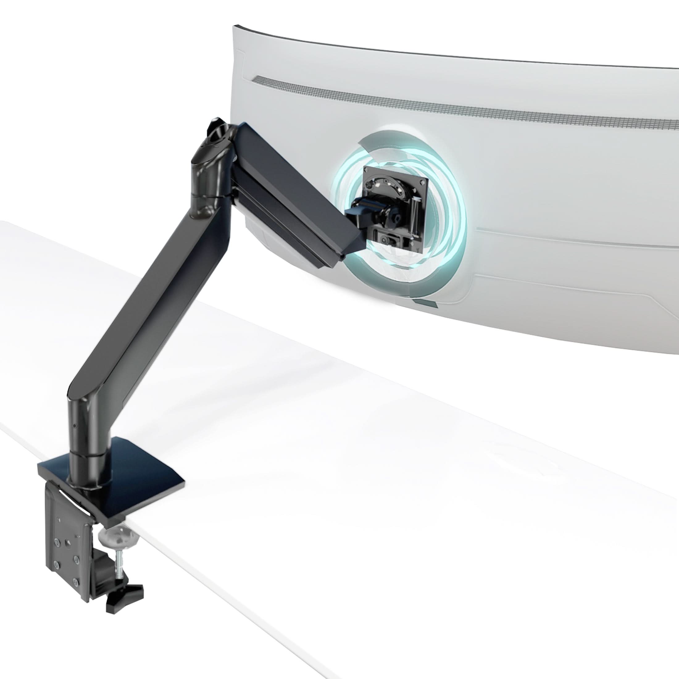 Front. Mount-It! - Heavy-Duty Single Monitor Desk Mount with Gas Spring Arm, Adjustable Height & Tilt for 13"–57" - Black.