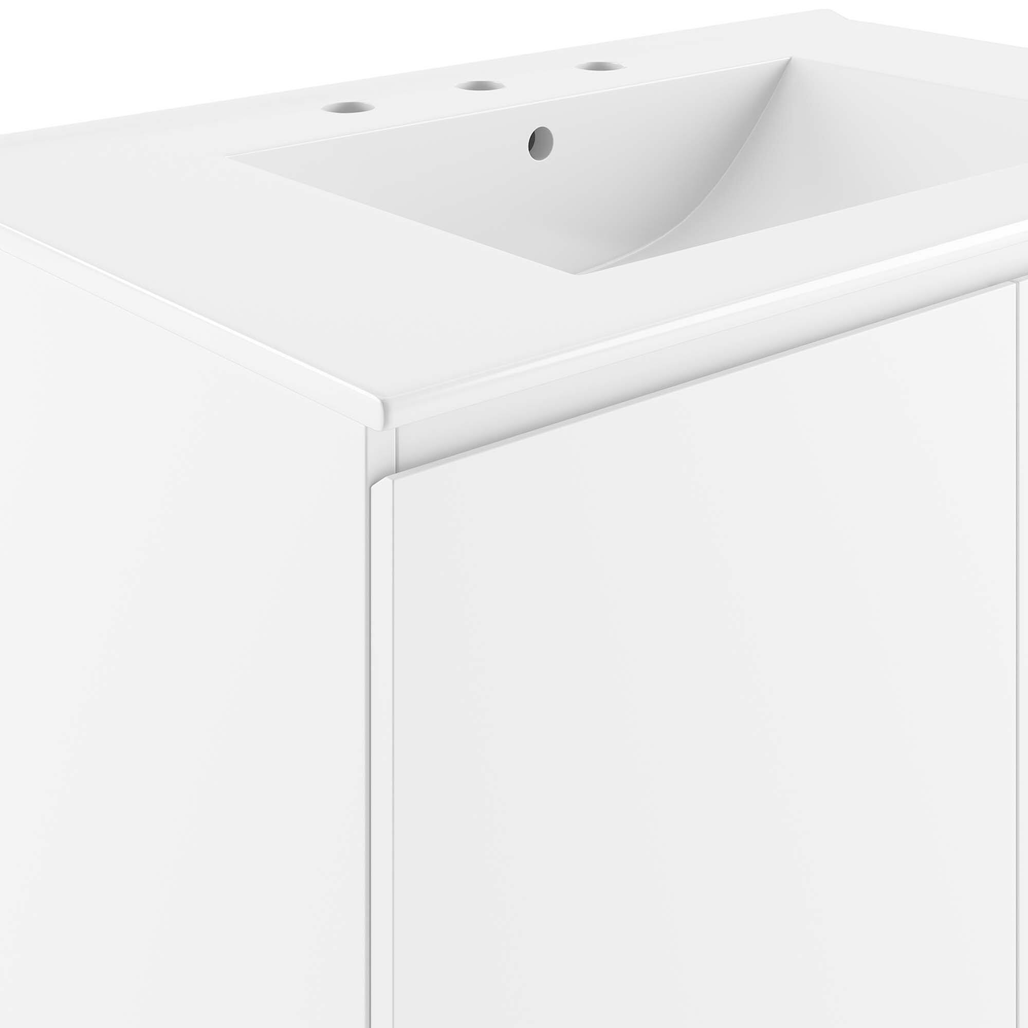 Alt View 5. Modway - Bryn Wall-Mount Bathroom Vanity Basin Included - White White.