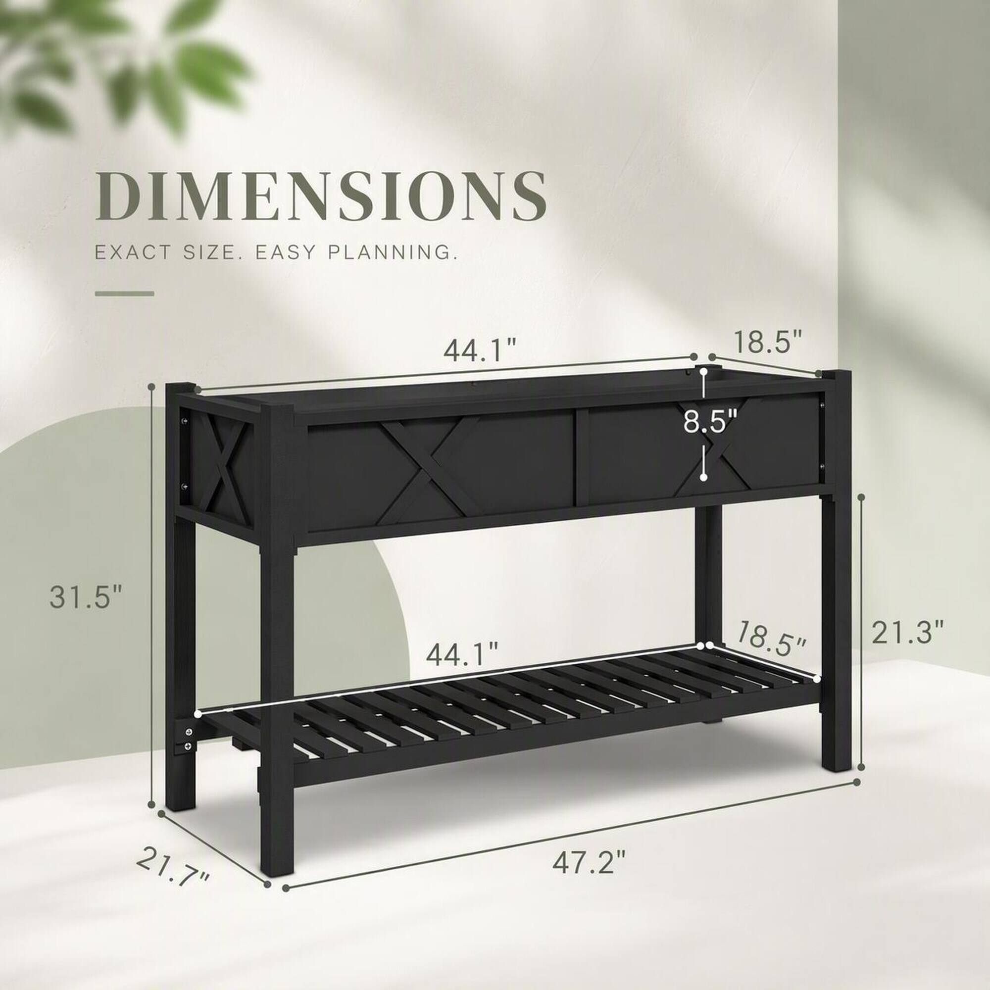 DIMENSIONS EXACT SIZE. EASY PLANNING.

44.1"
18.5"
8.5"
31.5"
44.1"
18.5"
21.3"
21.7"
47.2"