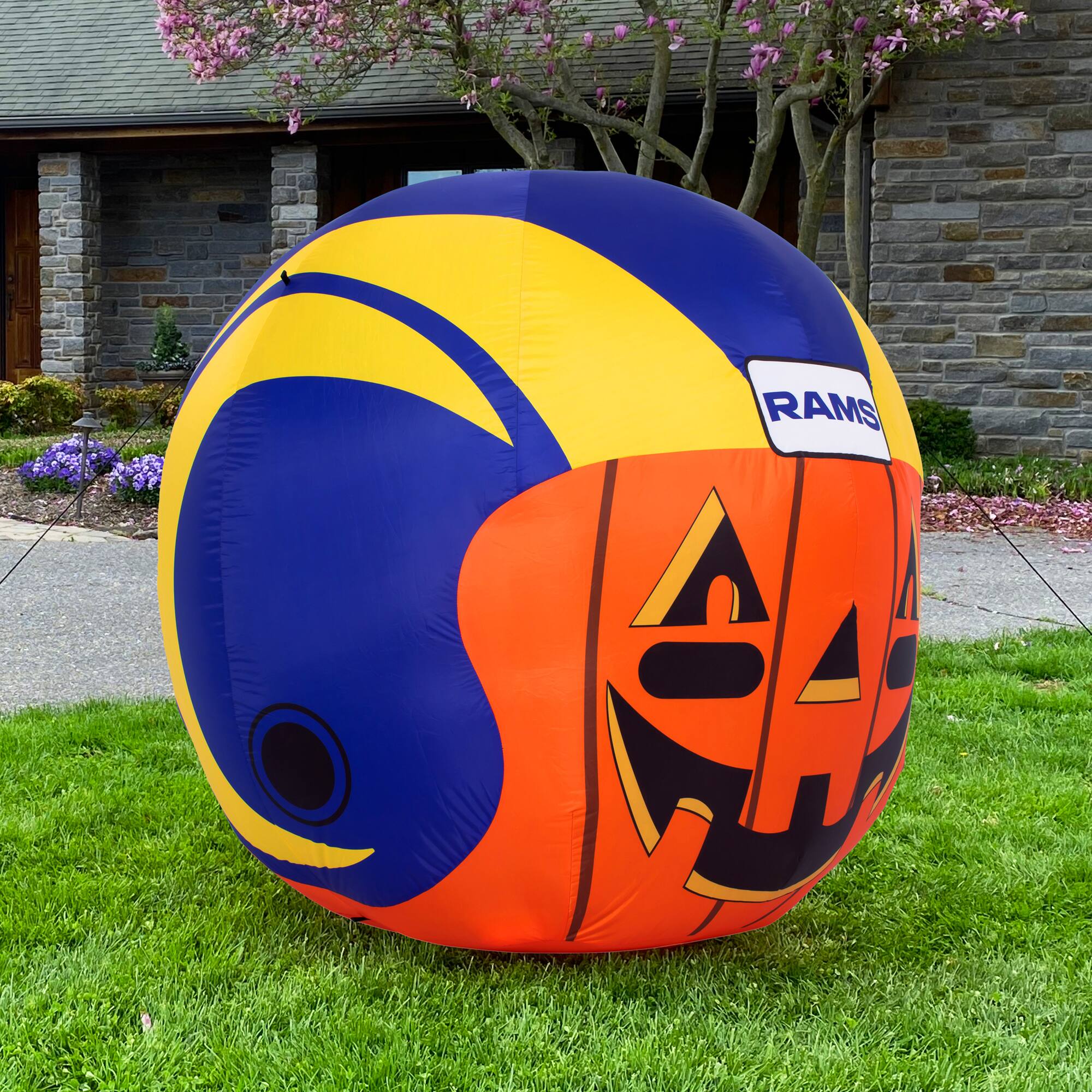 Alt View 3. Sporticulture - Los Angeles Rams 4' Inflatable Jack-O'-Helmet - Multicolor.