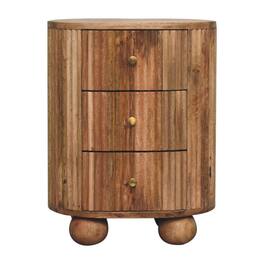 Artisan Furniture - Solid Wood Soba Ball 3 Drawer Bedside - Brown