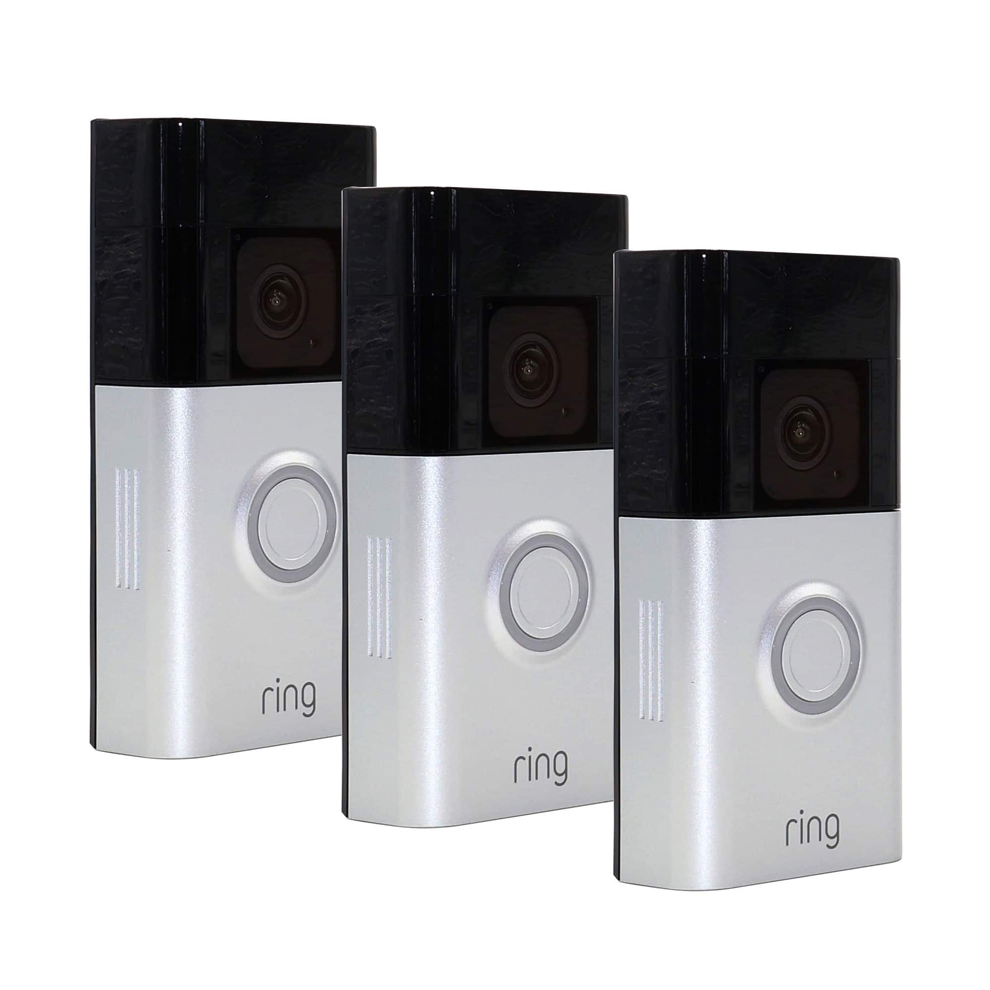 3x Ring Battery Doorbell Pro Smart Wi-Fi Video Doorbel - Satin Nickel