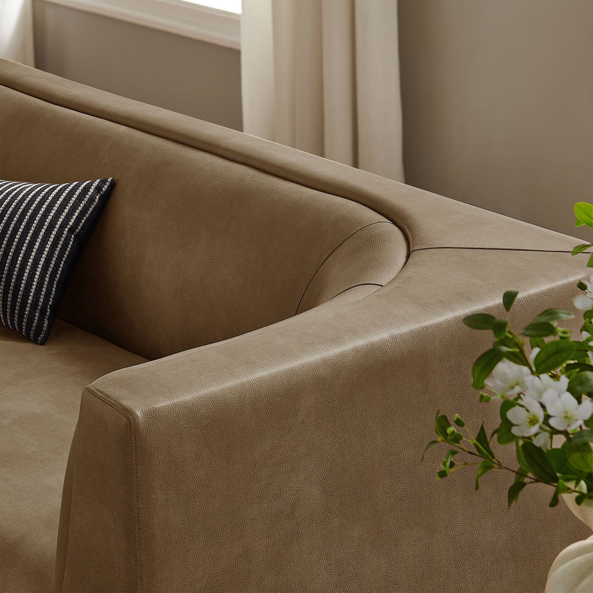 Alt View 9. Modway - Hilda 86" Curved Back Vegan Leather Sofa by Modway - Mushroom.