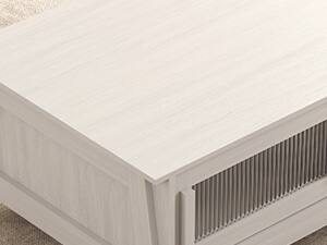 Alt View 4. Bestier - Modern Coffee Table with Glass Sliding Doors, Open Storage and Silent Slide Design - white.