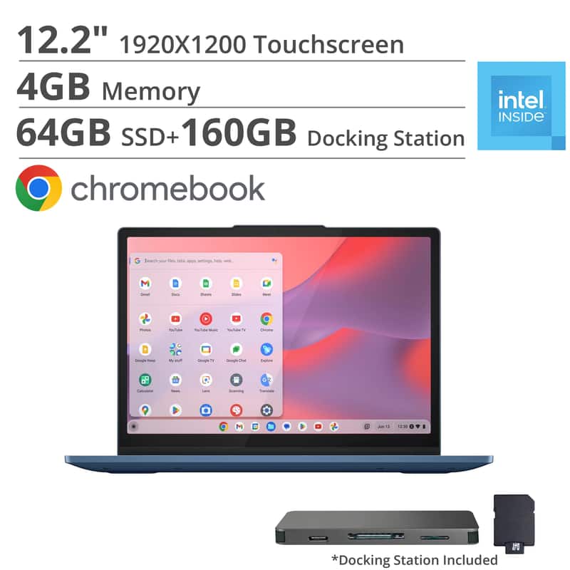 Lenovo - IdeaPad Flex 3i Chromebook Laptop - 12.2" 2K Touchscreen - Intel N100 2023 - 4GB Memory - 224GB Storage - Abyss Blue
