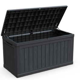 HOMLUX - Large Outdoor Storage Deck Box for Patio Furniture and Sports/Pools Equipment Waterproof Resin Lockable - Black